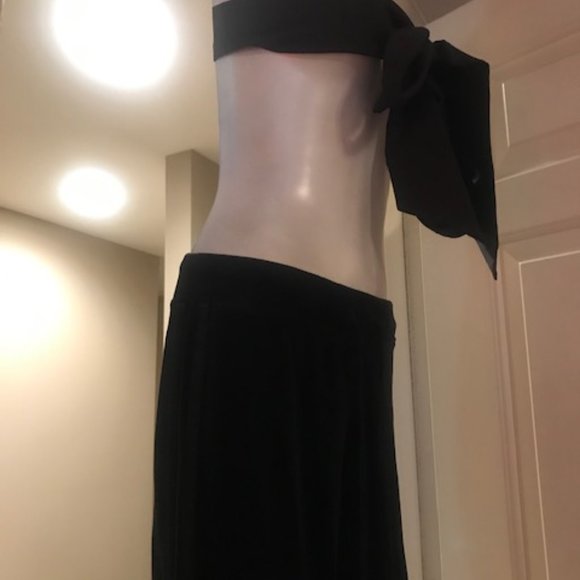 GORGEOUS ONYX-BLACK VELVET VELOUR EXPRESS SPORT PANTS W/ SPORTY SATIN STRIPING! - Picture 6 of 8